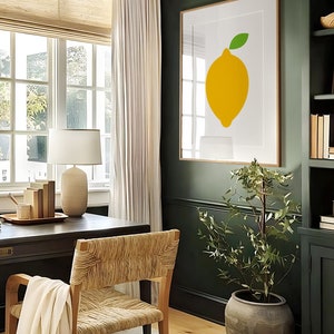 Lemon Wall Art, Mid Century Modern Kitchen Art, Yellow Kitchen Print, Colourful Wall Art, Lemon Print, Kitchen Fruit Print, Colourful Decor image 4