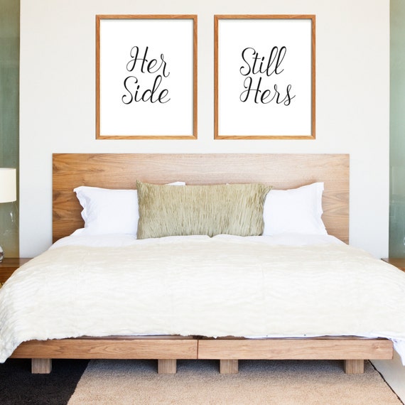 bedroom art his and hers funny bedroom prints her side | etsy