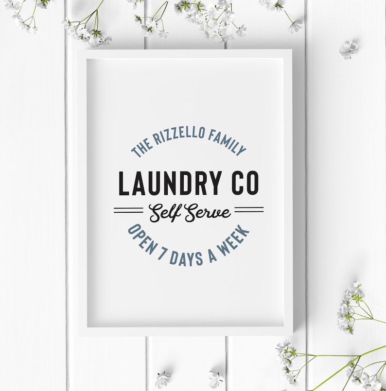 Laundry Room Art Set of Three Laundry Wall Art Wall Art Set Personalized Laundry Sign Hangers Print Clothes Pins Laundry Set image 6