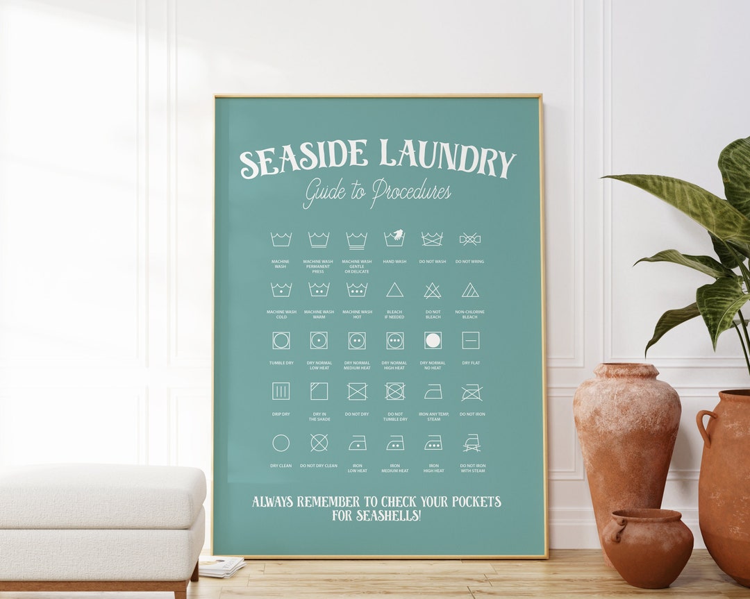 Beach House Sign, Beach Print, Laundry Room Art, Laundry Symbols, Beach ...