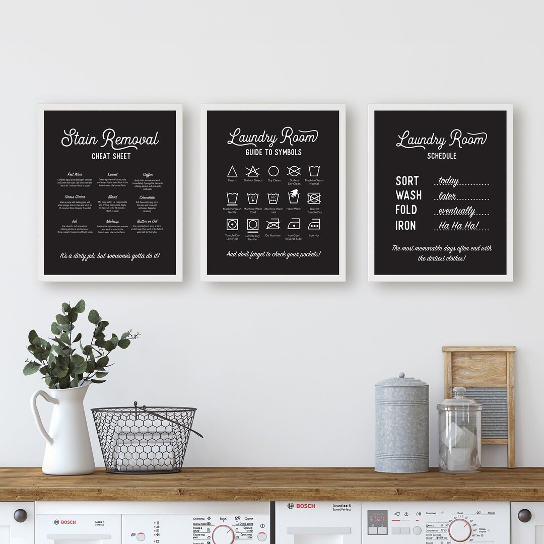 Laundry Room Art Laundry Prints Laundry Symbols Print Black and White ...