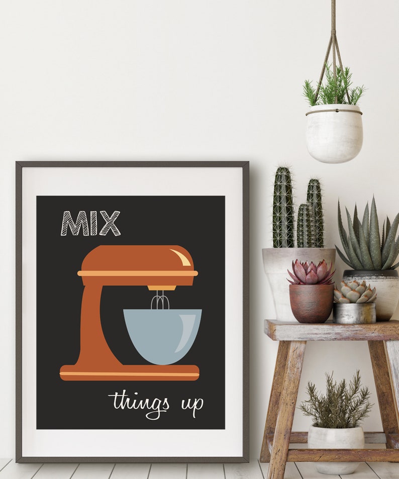 Retro Kitchen Art Kitchen Utensils Kitchen Prints Puns Set of Four Mid Century Inspired Kitchen Decor image 3