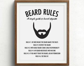 Beard Print, Gifts for him, Beard Art, Husband Gift, Boyfriend Gift, Beard Rules, Beard Quote