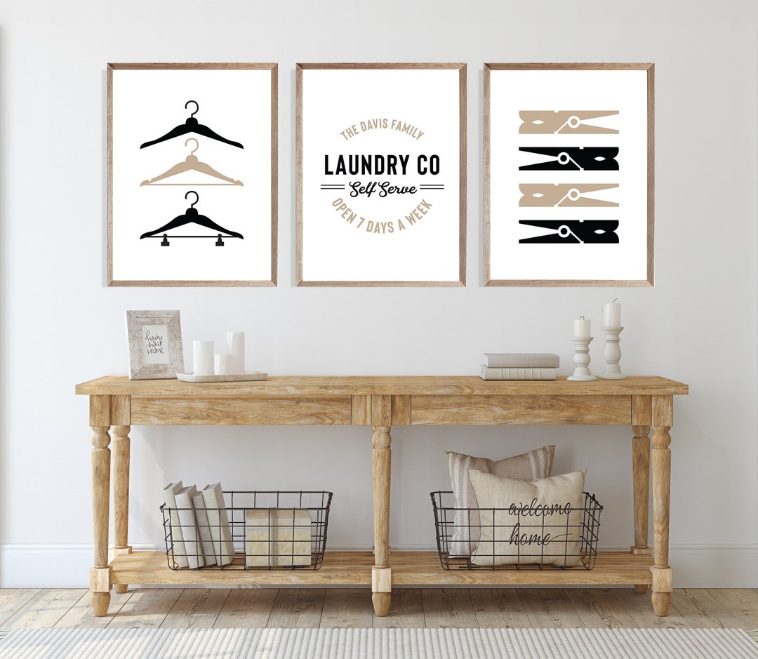 Laundry Room Prints Personalized Laundry Sign Set of 3 Laundry Room Art ...