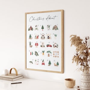 Christmas Advent Calendar Print Christmas Decor Holiday Decor Christmas Print Christmas Art Print Advent Calendar Wall Art image 2