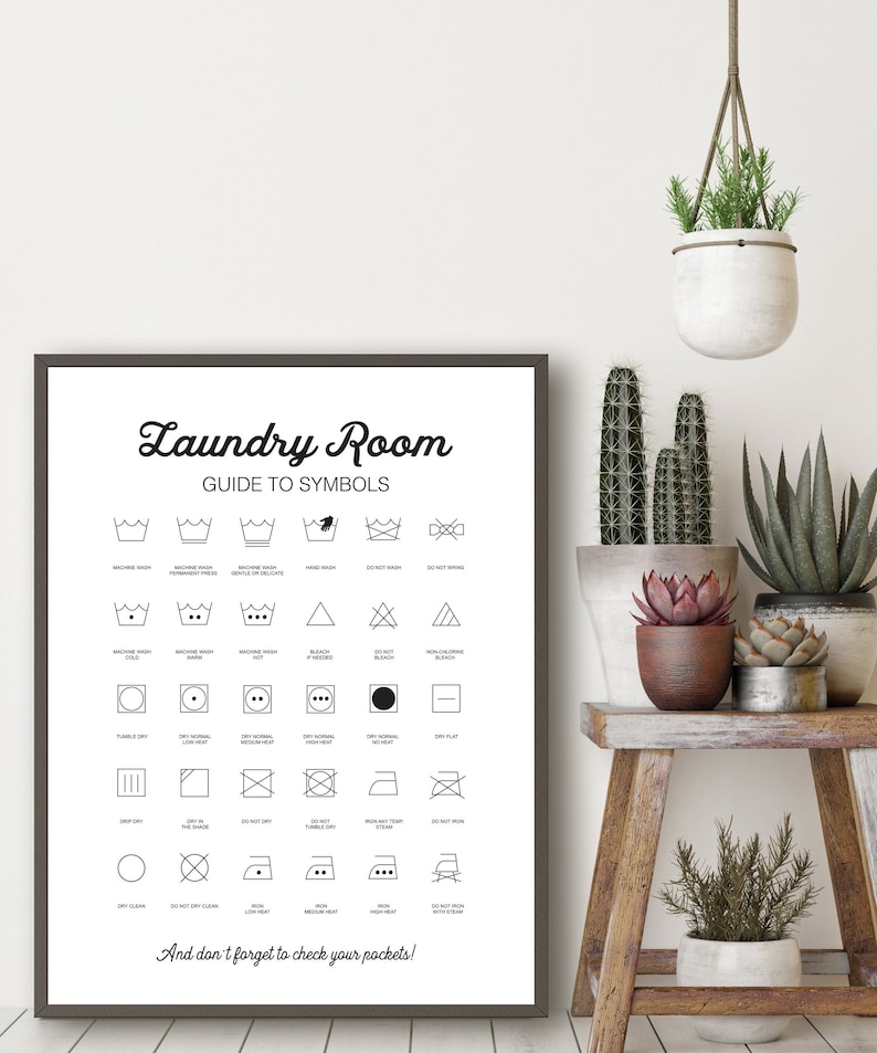Laundry Symbols Print Laundry Instructions Washing | Etsy