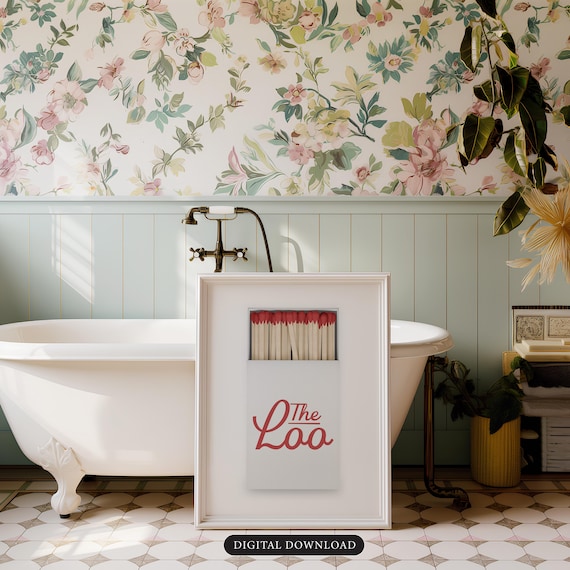 The Loo Bathroom Matchbook Print Powder Room Art Bathroom Sign Vintage Matchbook Art Bathroom Wall Art Matches Print Guest Bathroom Sign