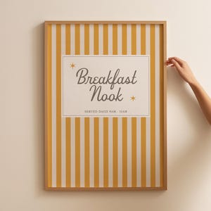 Breakfast Nook Poster, Trendy Breakfast Print, Breakfast Served Daily, Retro Kitchen Poster, 70s Wall Art, Retro Breakfast Poster