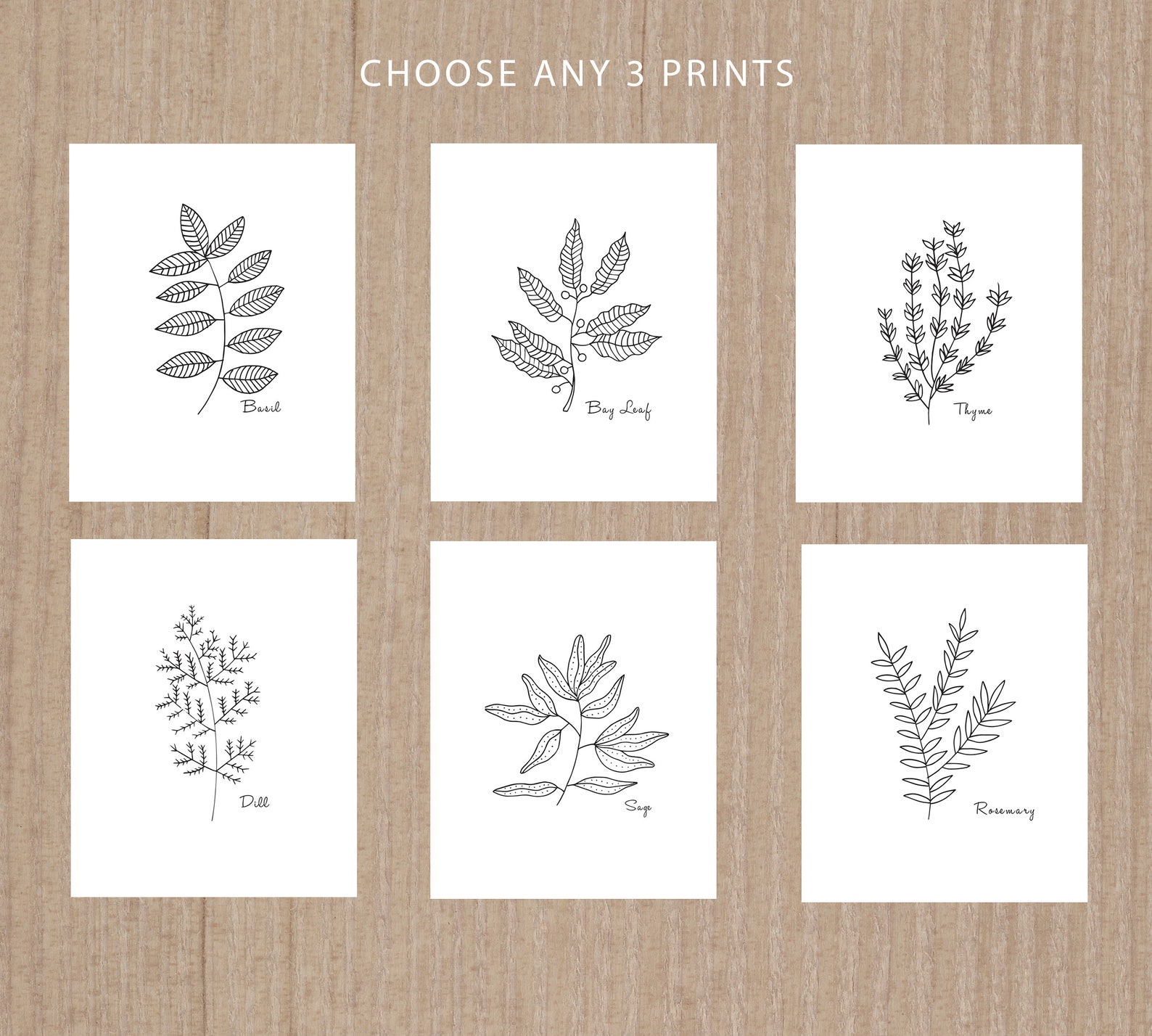 Herb Prints Herb Wall Art Kitchen Herbs Kitchen Wall Art Etsy