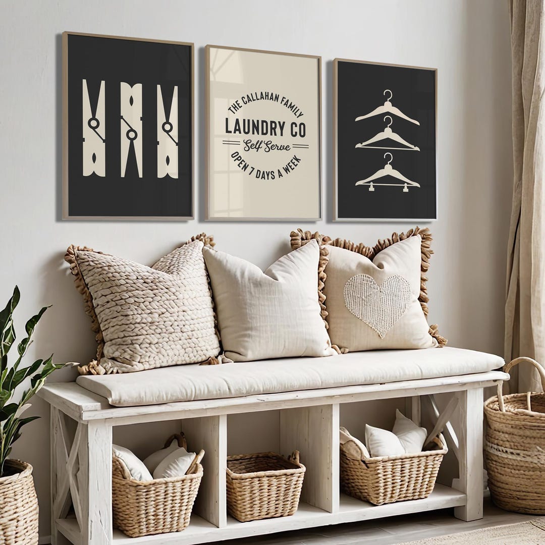 Personalized Laundry Room Prints Set of 3 Family Name Sign: PRINTED AND ...