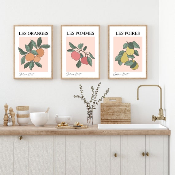 Kitchen Fruit Prints French Kitchen Art Kitchen Wall Art | Etsy