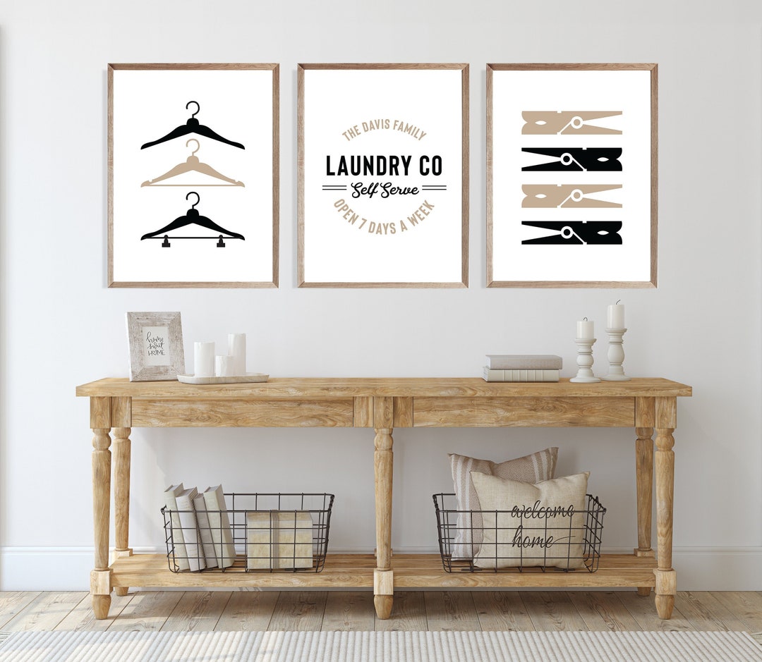 Laundry Room Prints Personalized Laundry Sign Set of 3 Laundry Room Art ...