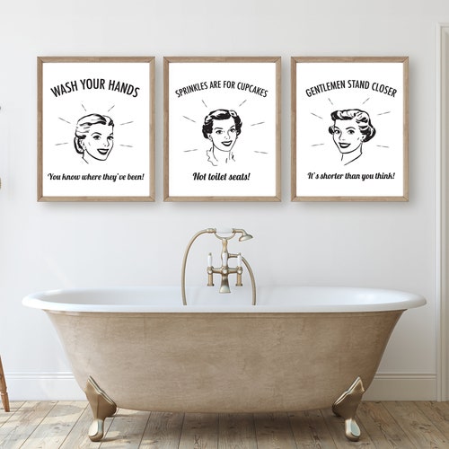 Retro Bathroom Art Retro Housewives 50s Bathroom Funny - Etsy