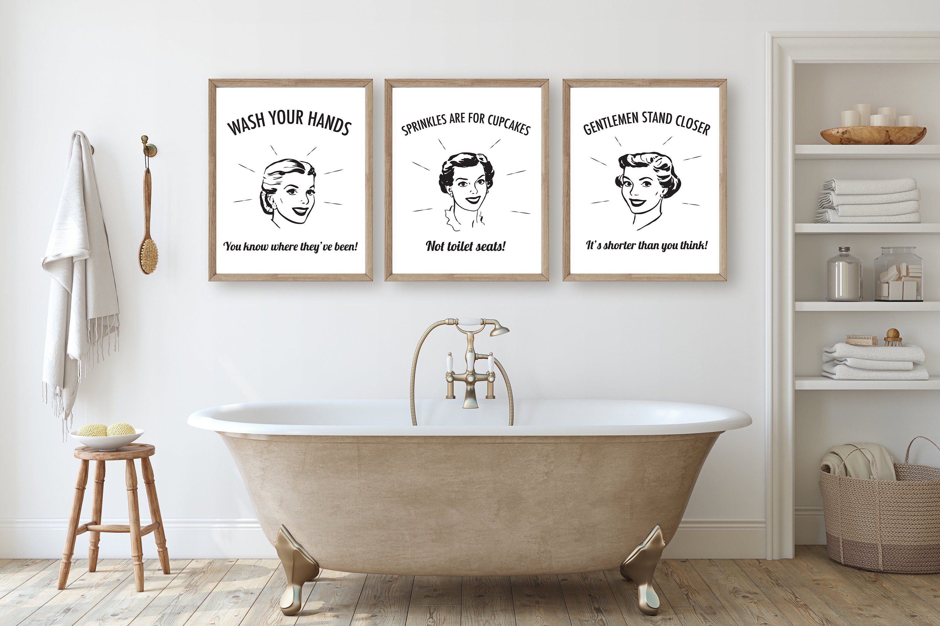 Retro Bathroom Art Retro Housewives 50s Bathroom Funny Etsy