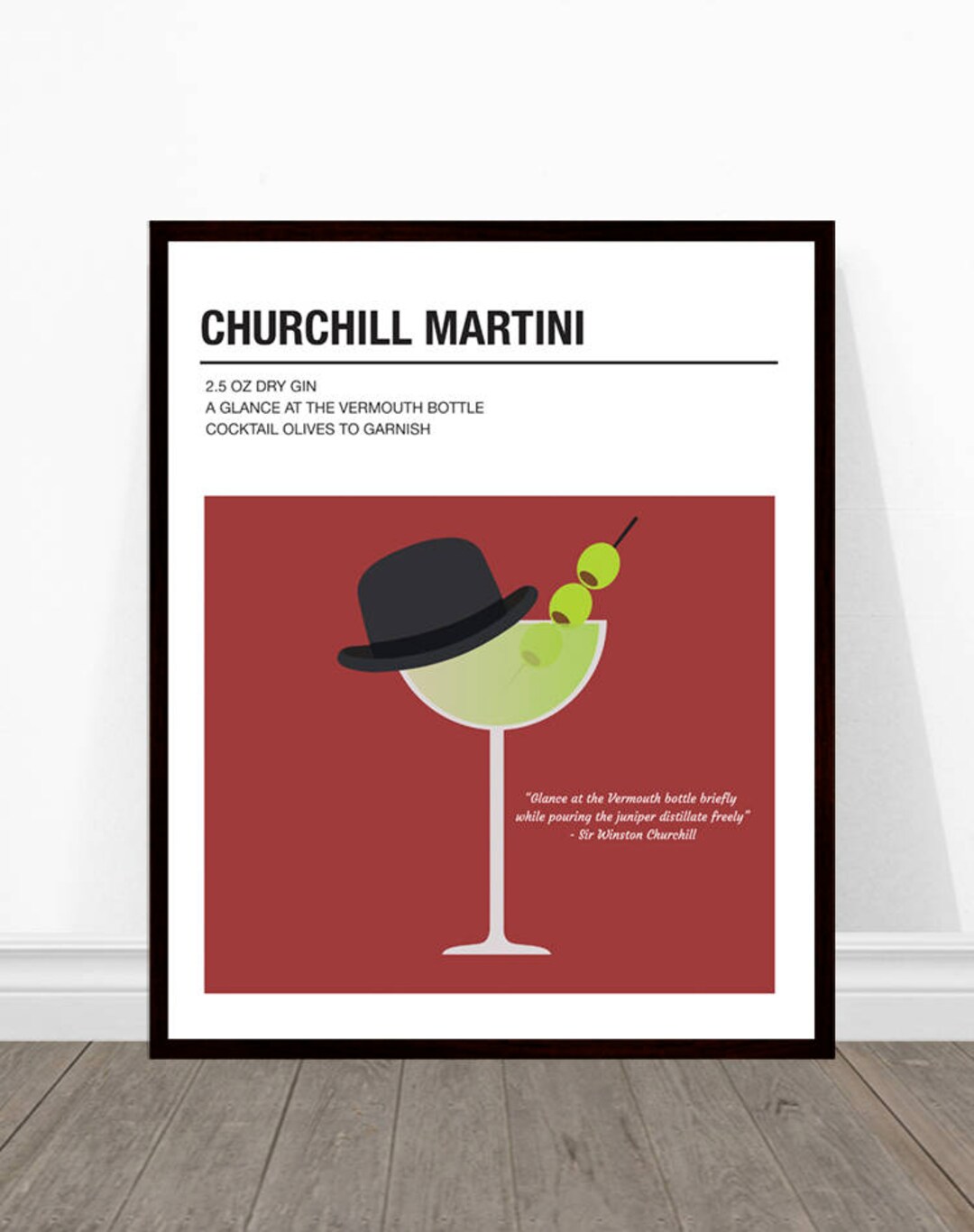Churchill Martini Cocktail Print, Vintage Cocktail Print, Cocktail