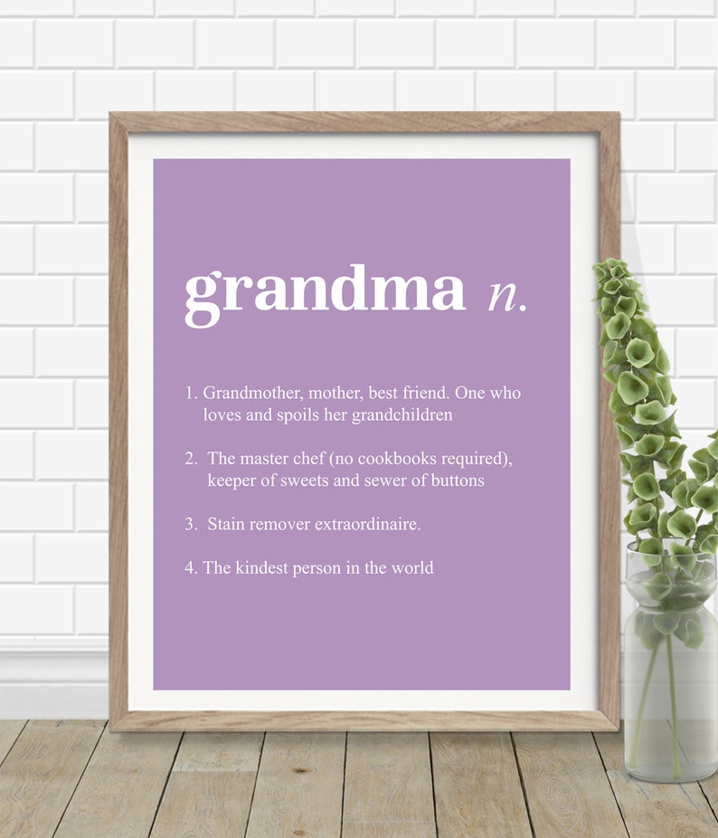 Grandma Print Grandma Definition Grandmother Print Wall Etsy