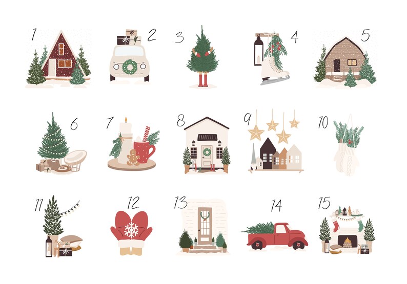 Christmas Advent Calendar Print Christmas Decor Holiday Decor Christmas Print Christmas Art Print Advent Calendar Wall Art image 3