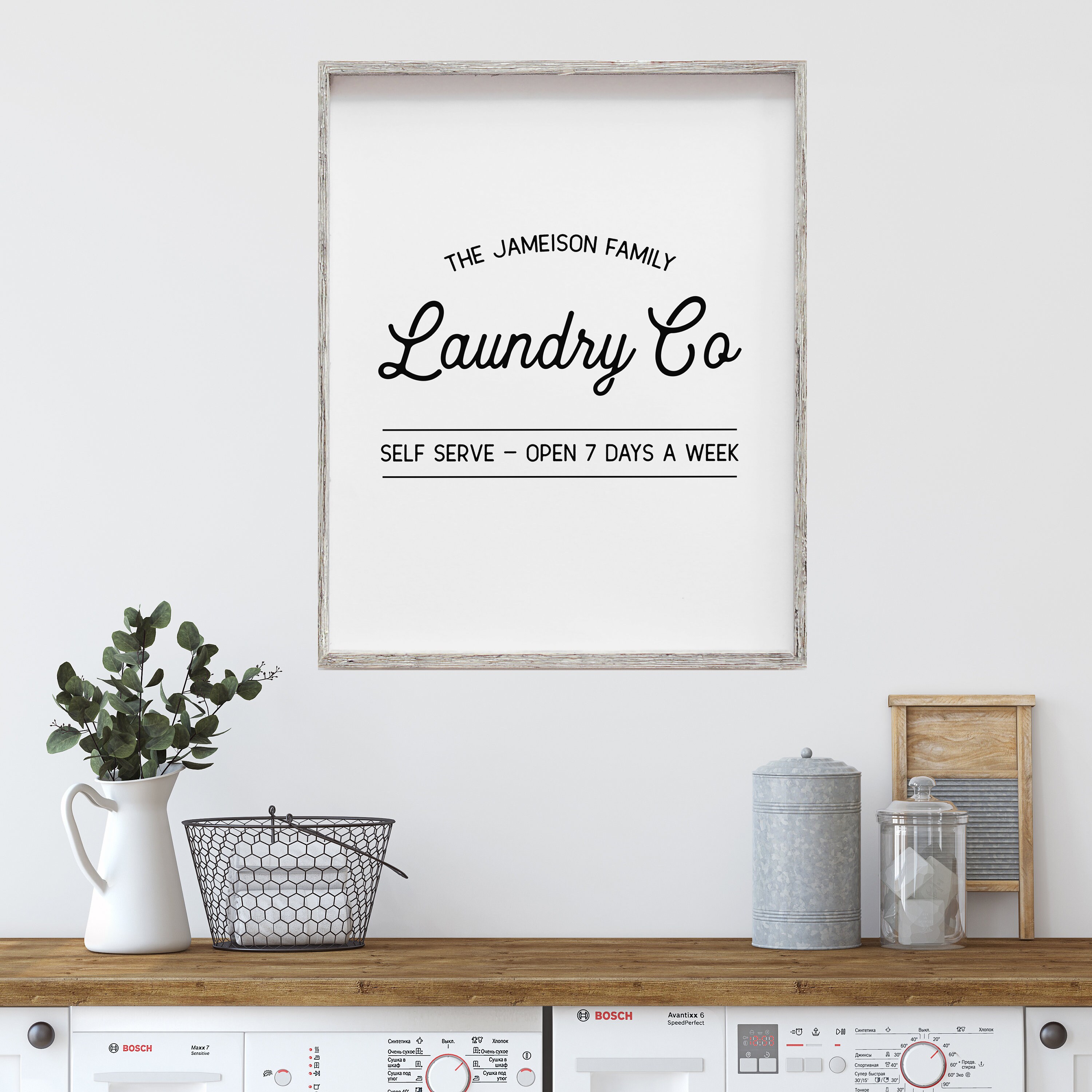 Personalized Laundry Sign Laundry Room Print Family Name Etsy