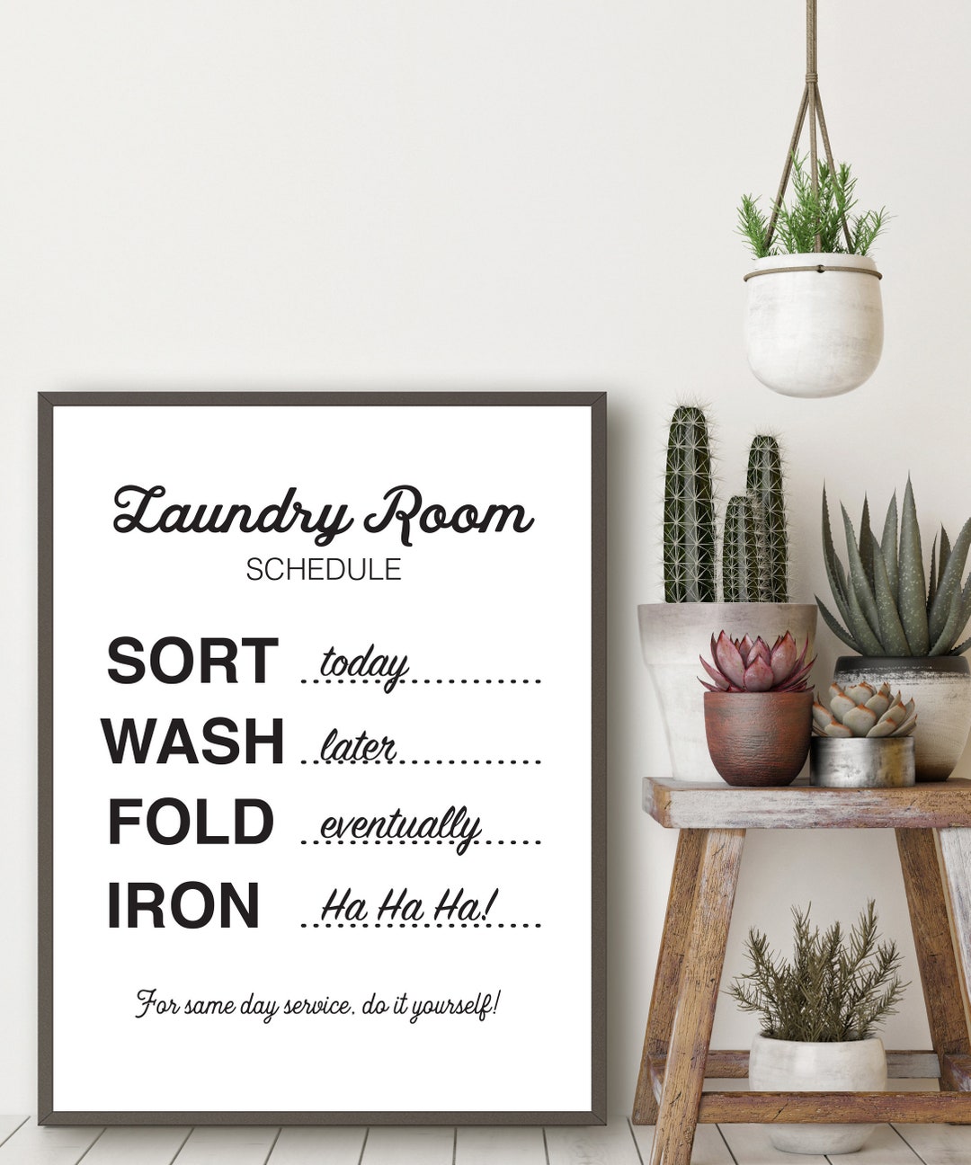 Laundry Schedule, Funny Laundry Sign, Laundry Room Art, Same Day ...