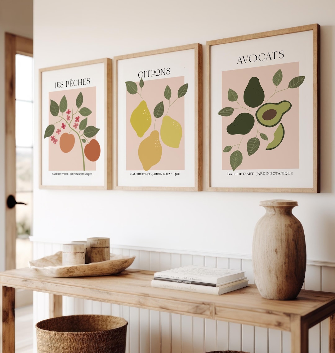 set of 2 kitchen prints | kitchen wall art, fruit wall... Kitchen Fruit Prints - Fruit Market Print - Avocado Print - Lemon Print ...