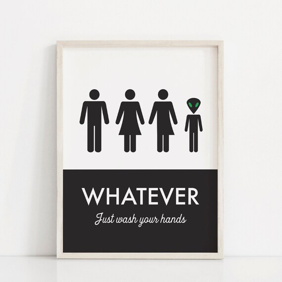 Unisex Bathroom Sign Funny Bathroom Print Unisex Bathroom Etsy