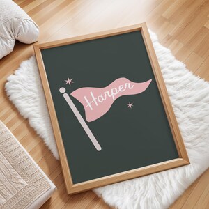 Personalized Baby Name Print, Custom Pennant, Kid's Name Print, Personalized Nursery Art, Baby Name Print, Script Baby Name, Kid's Room Art image 4