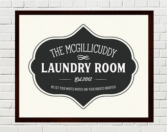 Laundry Room Art, Personalized Laundry Print, Laundry Room Decor, Vintage Laundry Sign