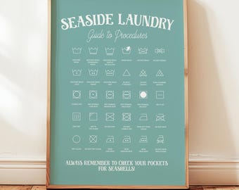 Beach House Sign, Seaside Laundry Print, Summer Cottage Wall Art, Coastal Decor, Nautical Wall Art, Beach Print, Laundry Room Art