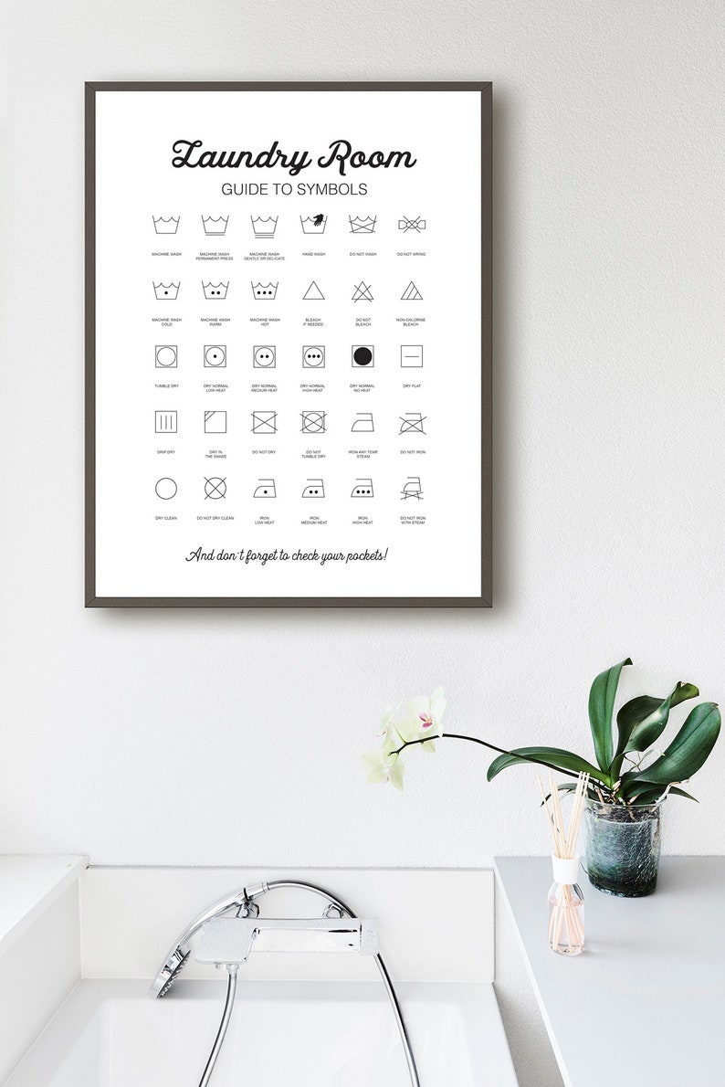 Laundry Symbols Print Laundry Instructions Washing | Etsy