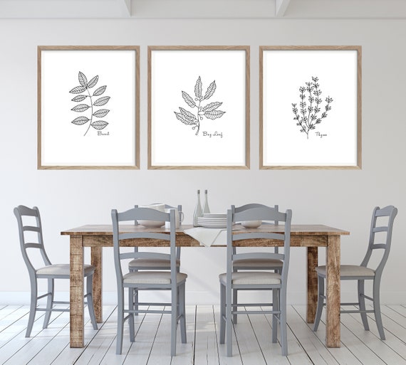 Herb Prints Herb Wall Art Kitchen Herbs Kitchen Wall Art Etsy