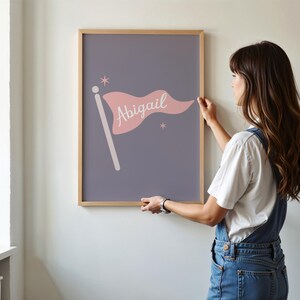 Personalized Baby Name Print, Custom Pennant, Kid's Name Print, Personalized Nursery Art, Baby Name Print, Script Baby Name, Kid's Room Art image 3