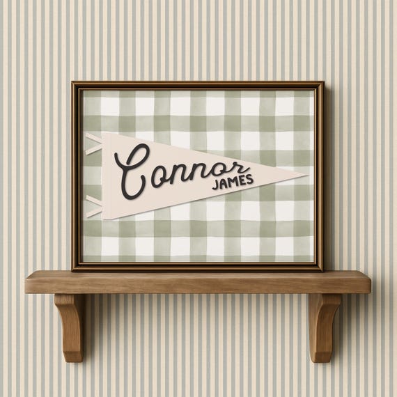 Personalized Nursery Name Sign Kids Name Pennant Banner Vintage Pennant Wall Art Custom Baby Name Print Personalized Baby Shower Gift Idea