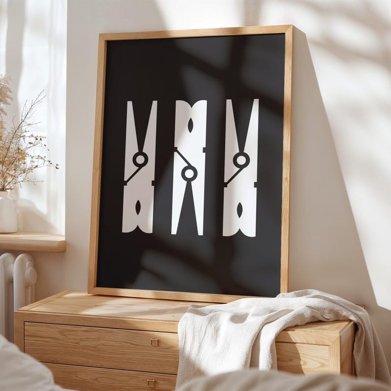 Laundry Room Print, Clothespins Print, Clothespin Art Print, Laundry ...