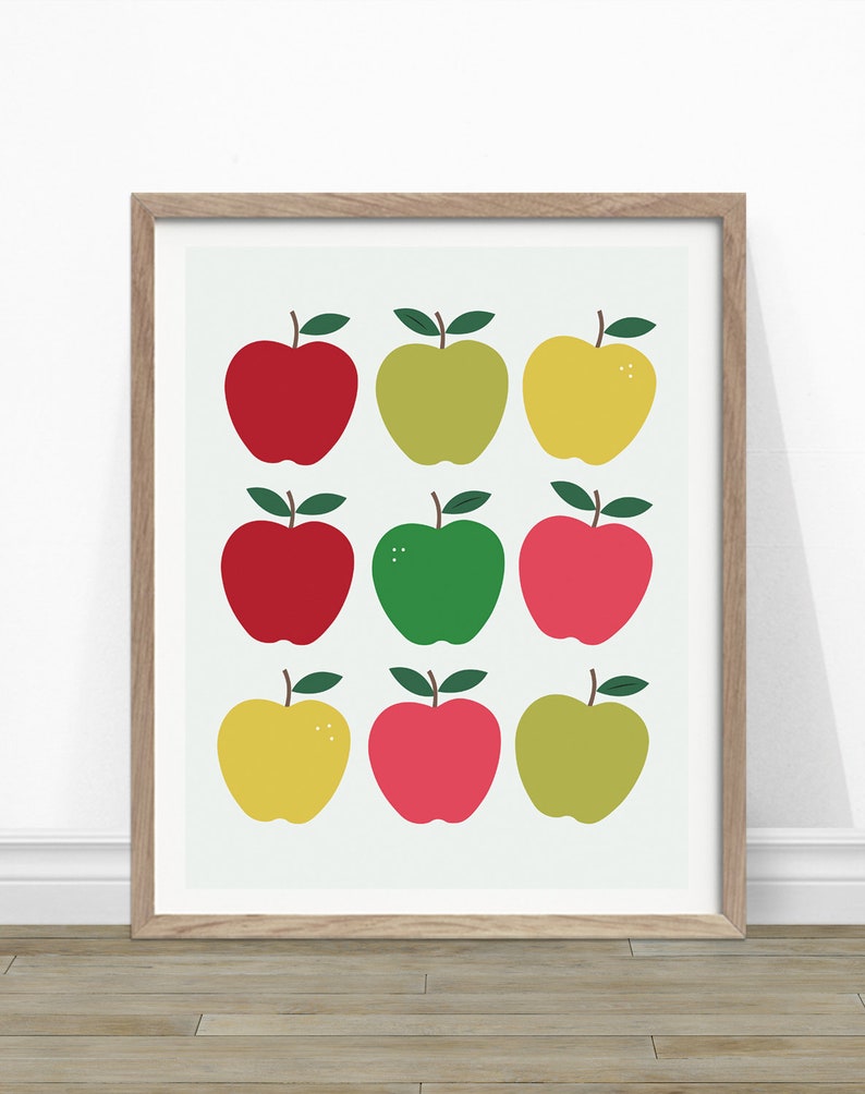 Apple Print Skandinavisches Dekor Nordisches Design Mid Century Modern Küche Wandkunst Küchendruck Apple Art Print Bild 2