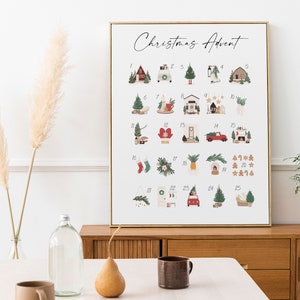 Christmas Advent Calendar Print Christmas Decor Holiday Decor Christmas Print Christmas Art Print Advent Calendar Wall Art image 6