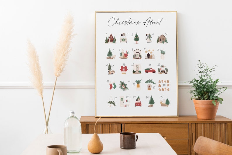 Christmas Advent Calendar Print Christmas Decor Holiday Decor Christmas Print Christmas Art Print Advent Calendar Wall Art image 6