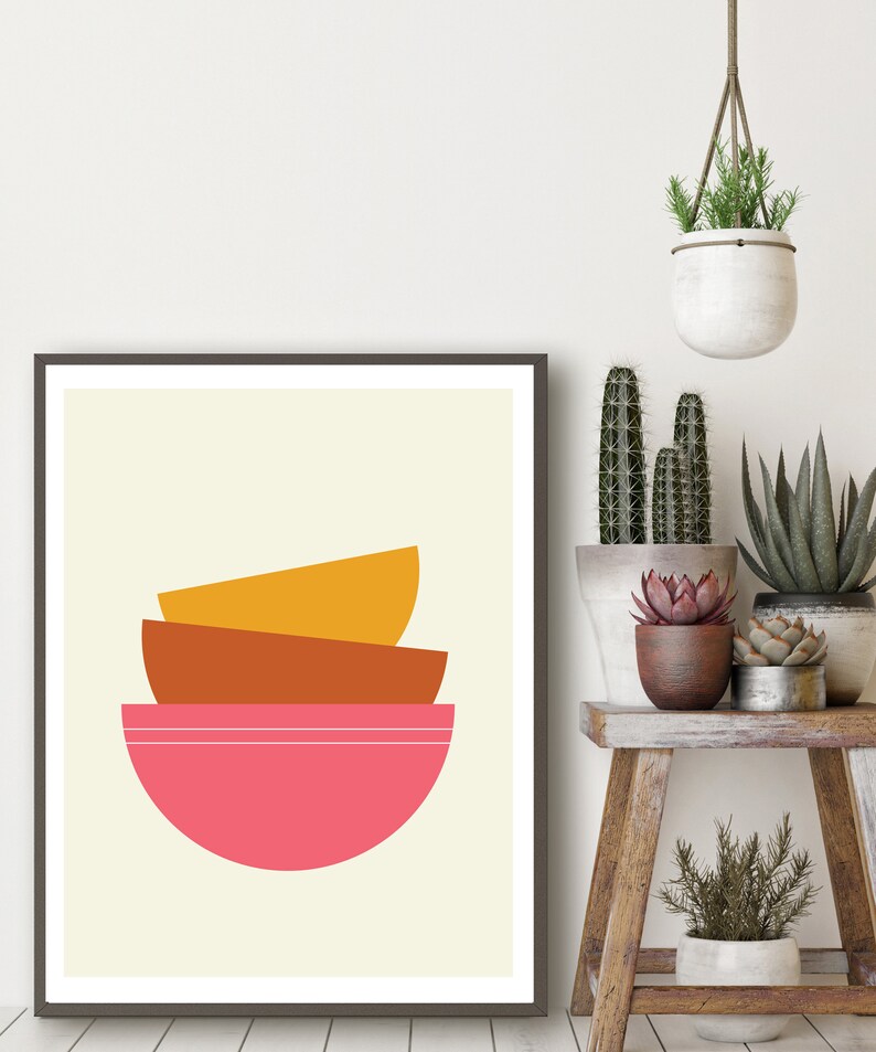 Midcentury Modern Kitchen Prints Set of Three Prints Etsy