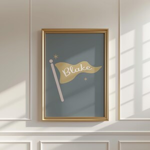 Personalized Baby Name Print, Custom Pennant, Kid's Name Print, Personalized Nursery Art, Baby Name Print, Script Baby Name, Kid's Room Art image 2
