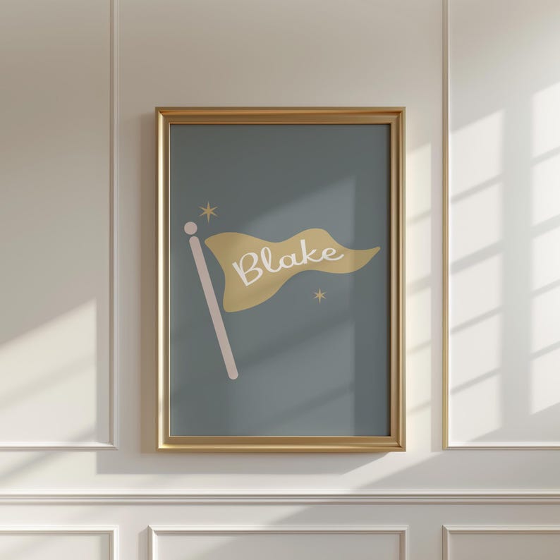 Personalized Baby Name Print, Custom Pennant, Kid's Name Print, Personalized Nursery Art, Baby Name Print, Script Baby Name, Kid's Room Art image 2