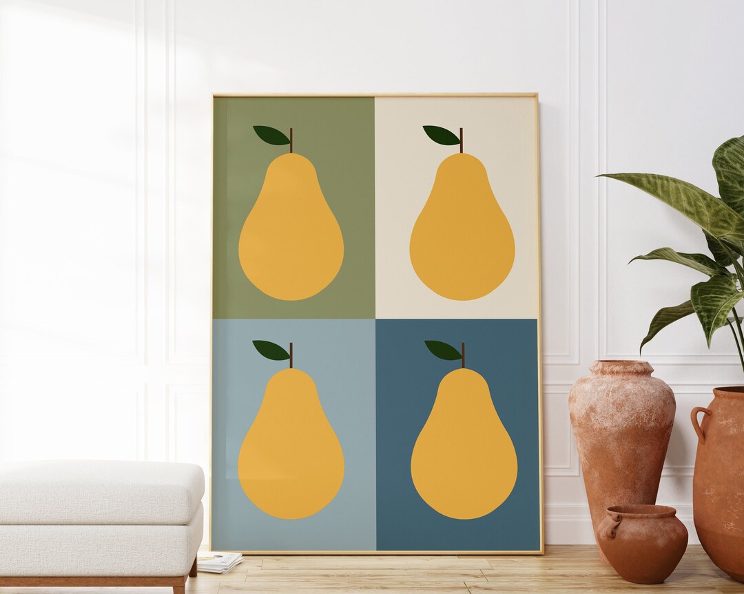 Mid Century Modern Kitchen Art Pear Print Large Kitchen Art Etsy