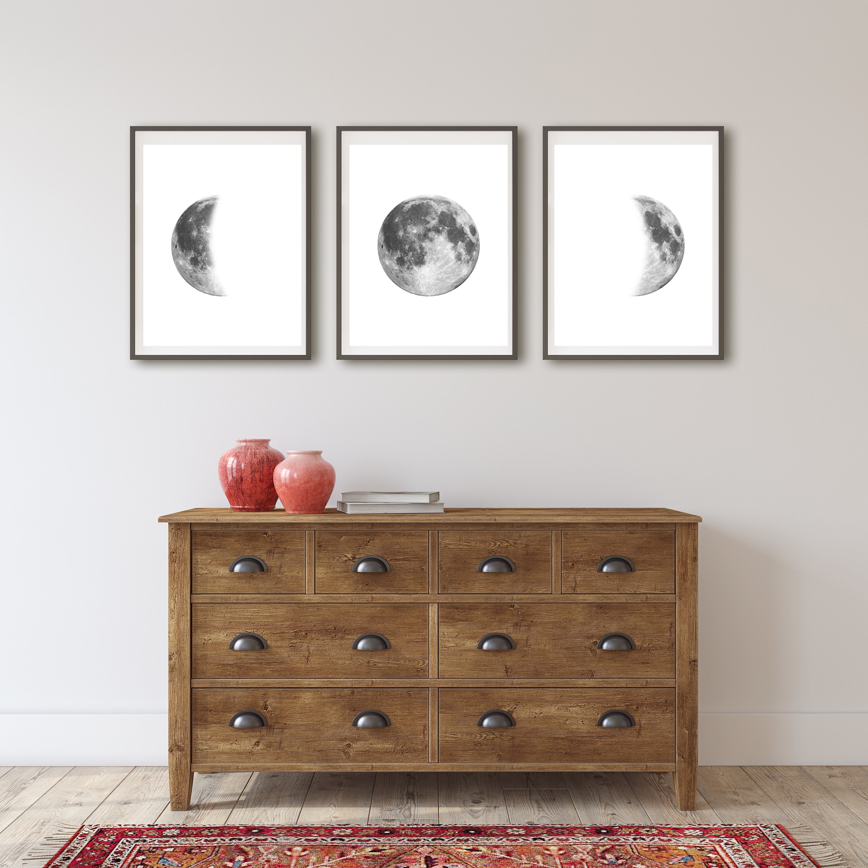 Moon Prints Set of Three Prints Moon Phases Wall Art Etsy 日本