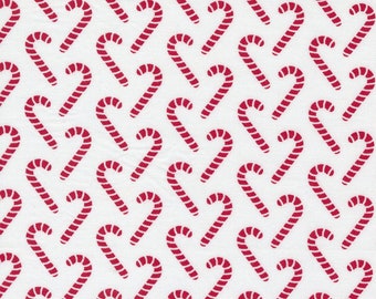 April Rosenthal Candy Cane Lane Candy Cane Snow Cardinal SKU 24124 13 - Sold by the HALF METER