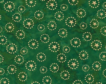 Kate Spain Felicity Batiks Stars Metallic Pine SKU 27311 173M Sold by the HALF METER