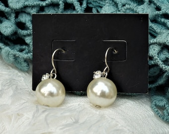 Vintage 1990s Faux Pearl and Diamanté Earrings, Vintage Wedding & Bridal