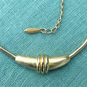 SPHINX Gold-Plated Art Deco-Style Snake Chain Small Bib Necklace, Vintage 1980s