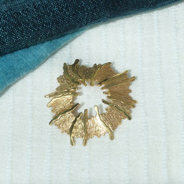 ANDREAS DAUB Gold Plated Brooch, Abstract Modernist Volcano Brooch Design, Vintage MCM 1960s / 1970s