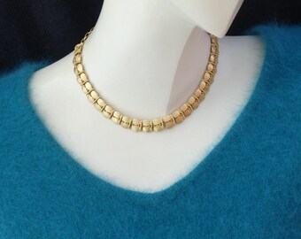 COROCRAFT by CORO Gold-tone Double Oval Articulated Link Chain Necklace, Vintage 1970s