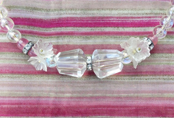 Vintage 1950s/60s Art Deco Style Clear & Pink Acr… - image 8