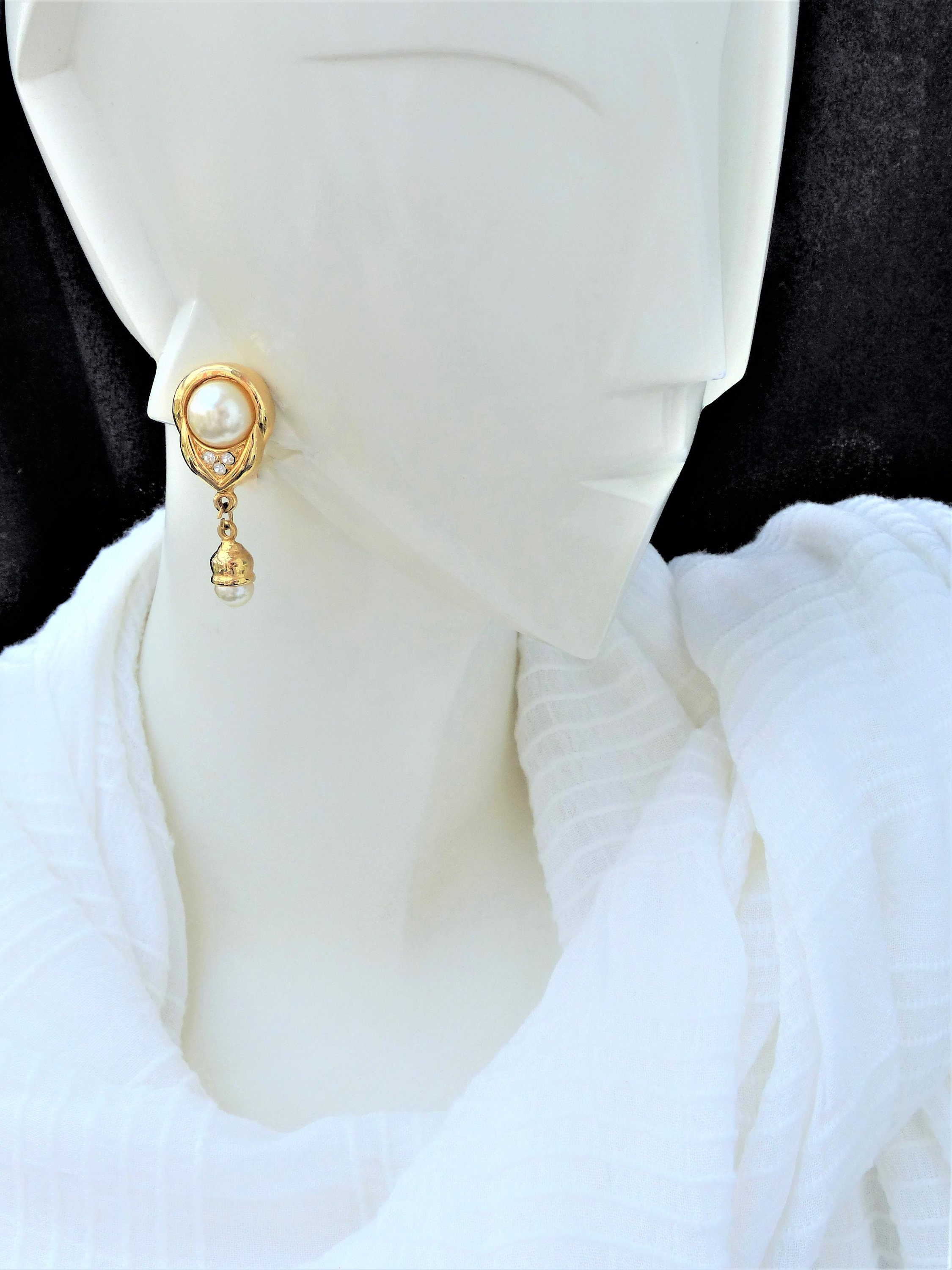 Vintage 1980s Large Faux Pearl Clipon Earrings Shiny Etsy UK