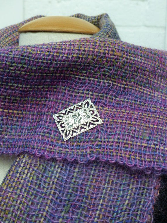 GUATAMALA 900 Silver Etched Rectangular Brooch wi… - image 8